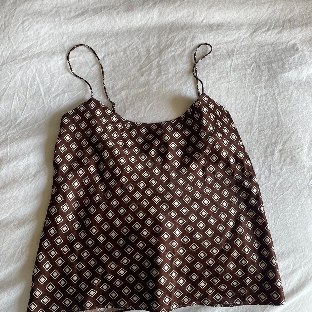 Reformation Brown 100% Silk Top